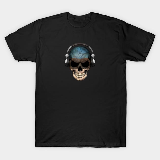 Dark Skull Deejay with Estonian Flag T-Shirt by jeffbartels